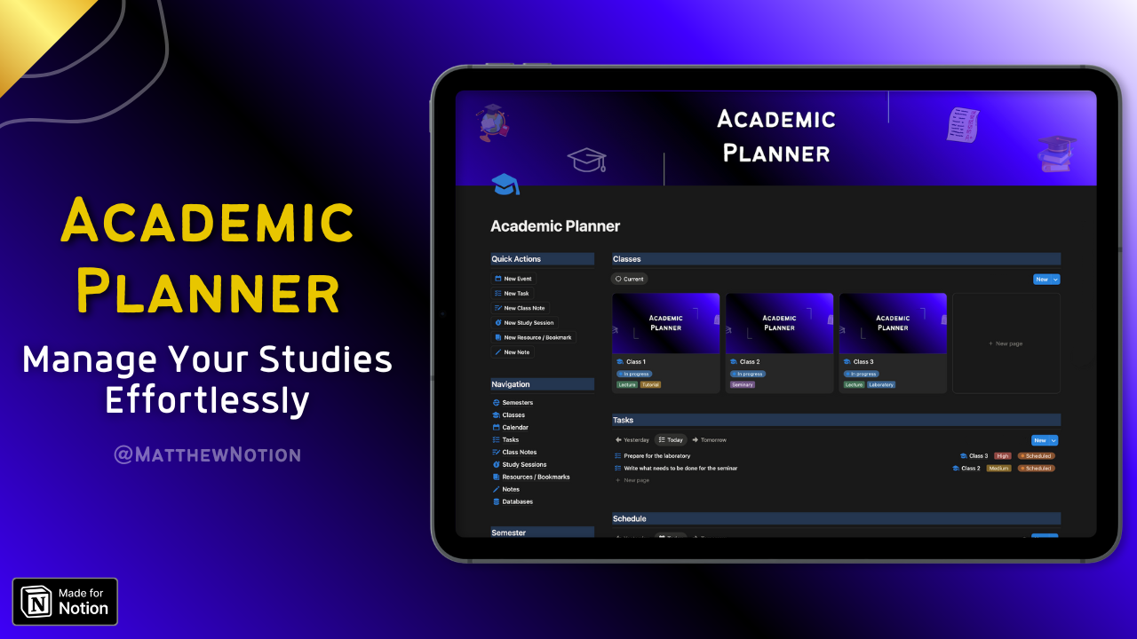 Academic Planner - Main screenshot showing features and interface