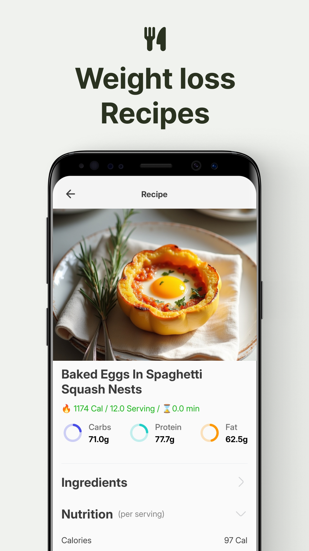 Caloric App - Screenshot 4 showing product features and functionality
