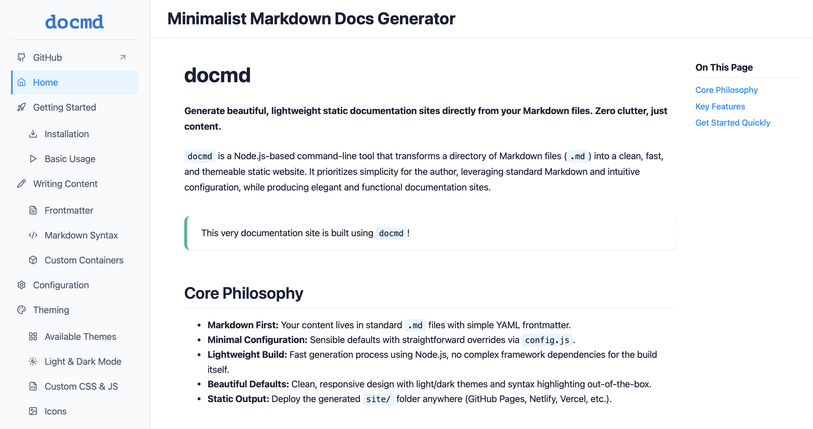 Docmd - Genera bel siti di documentazione leggera di Markdown. media 2