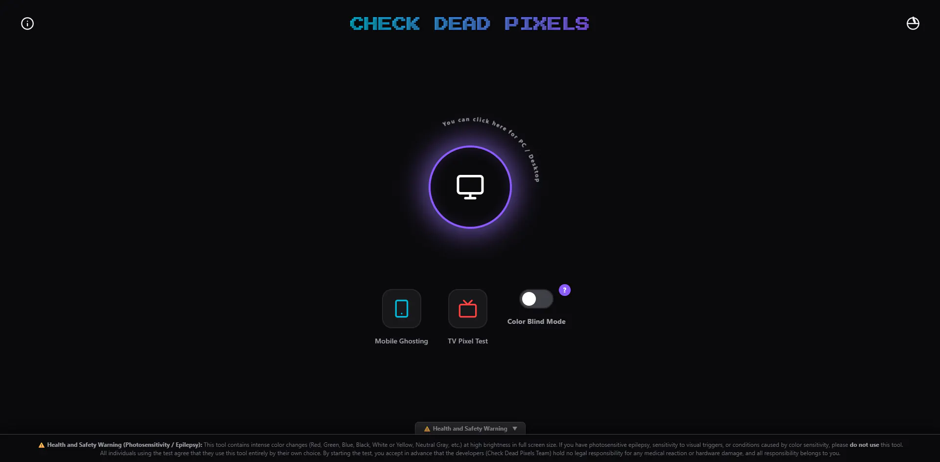 Check dead pixels gallery image