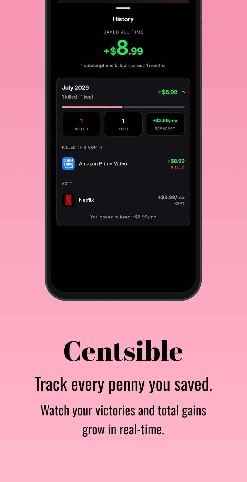 Centsible Subscription Tracker screenshot 2