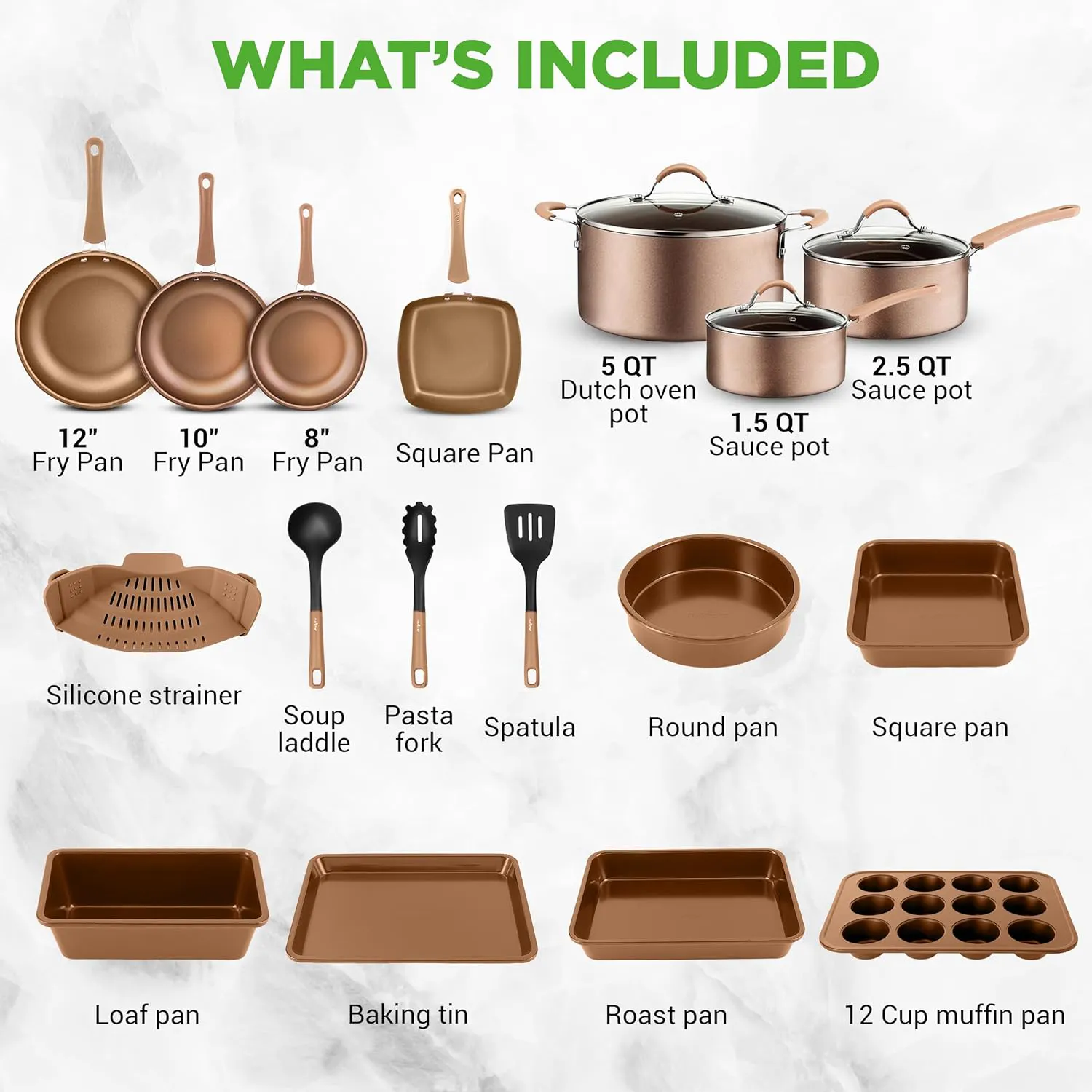 NutriChef 20-Piece Cookware Set gallery image