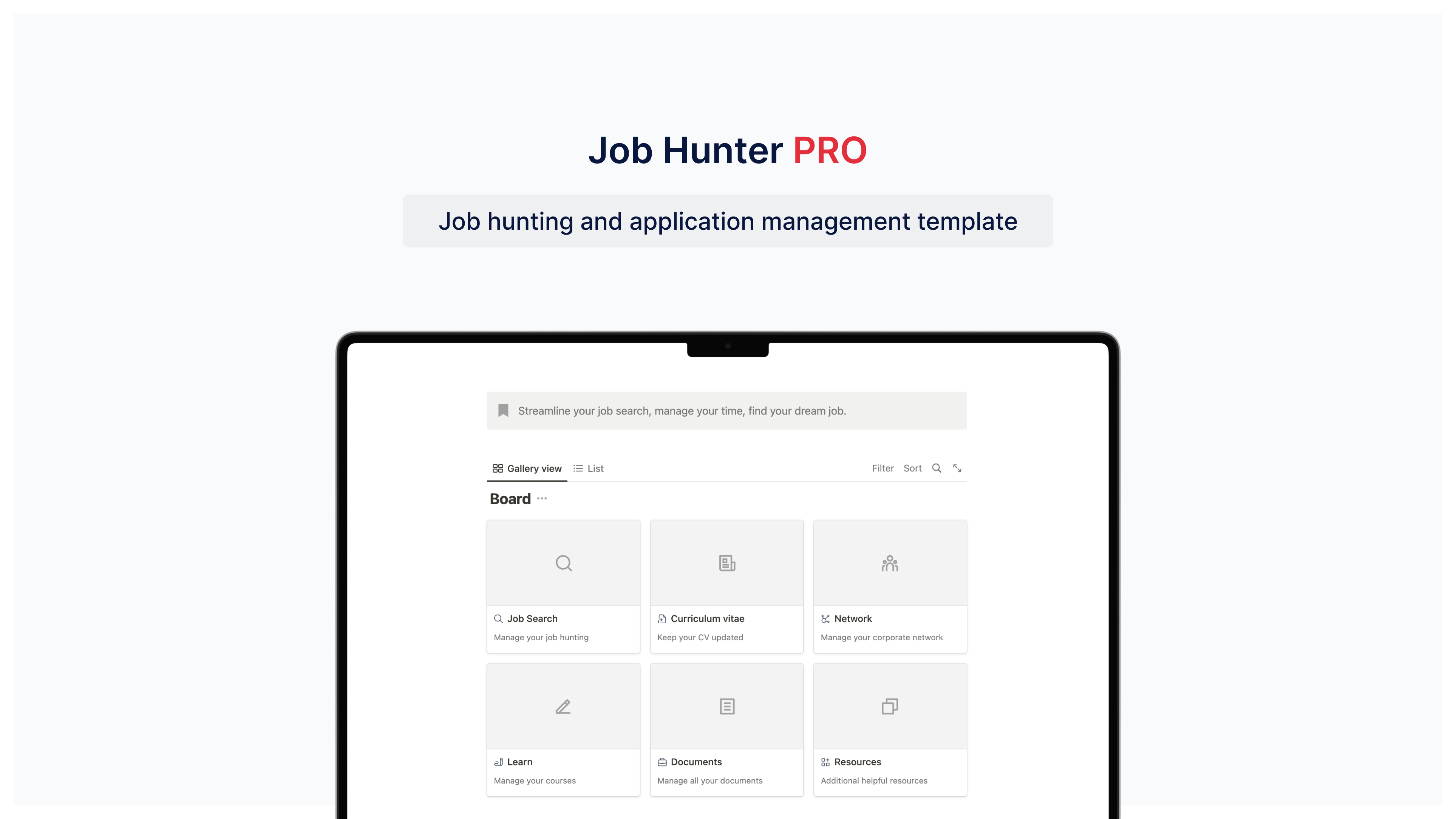Job Hunter Pro - İş Avı ve Uygulama Yönetimi Şablonu medya 1