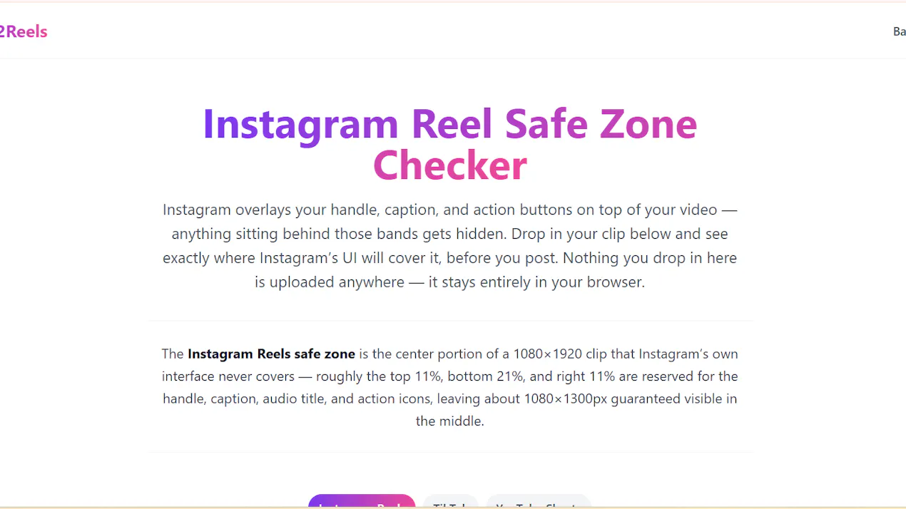 Instagram Reels Safe Zone Checker product