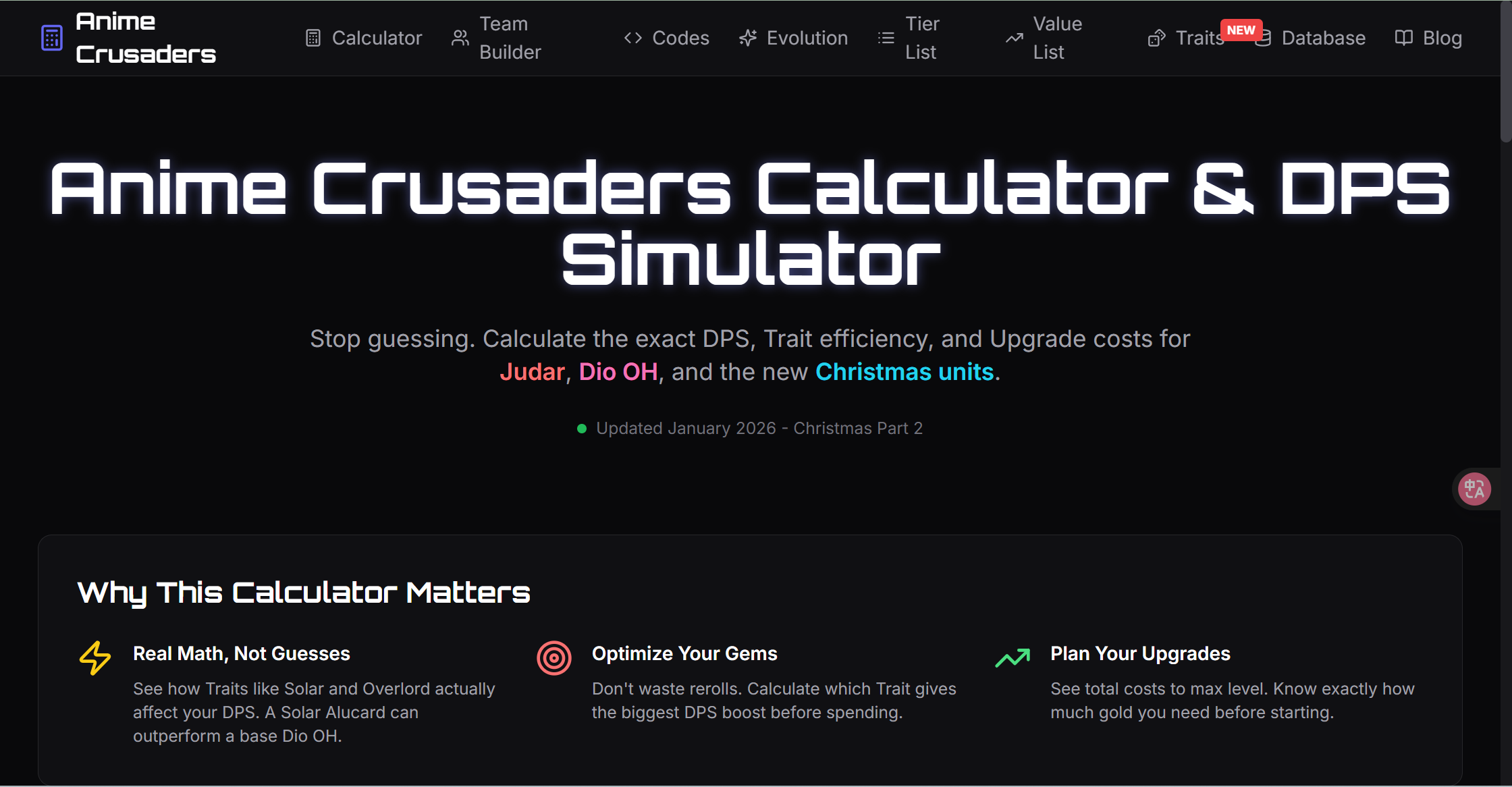Anime Crusaders Calculator
