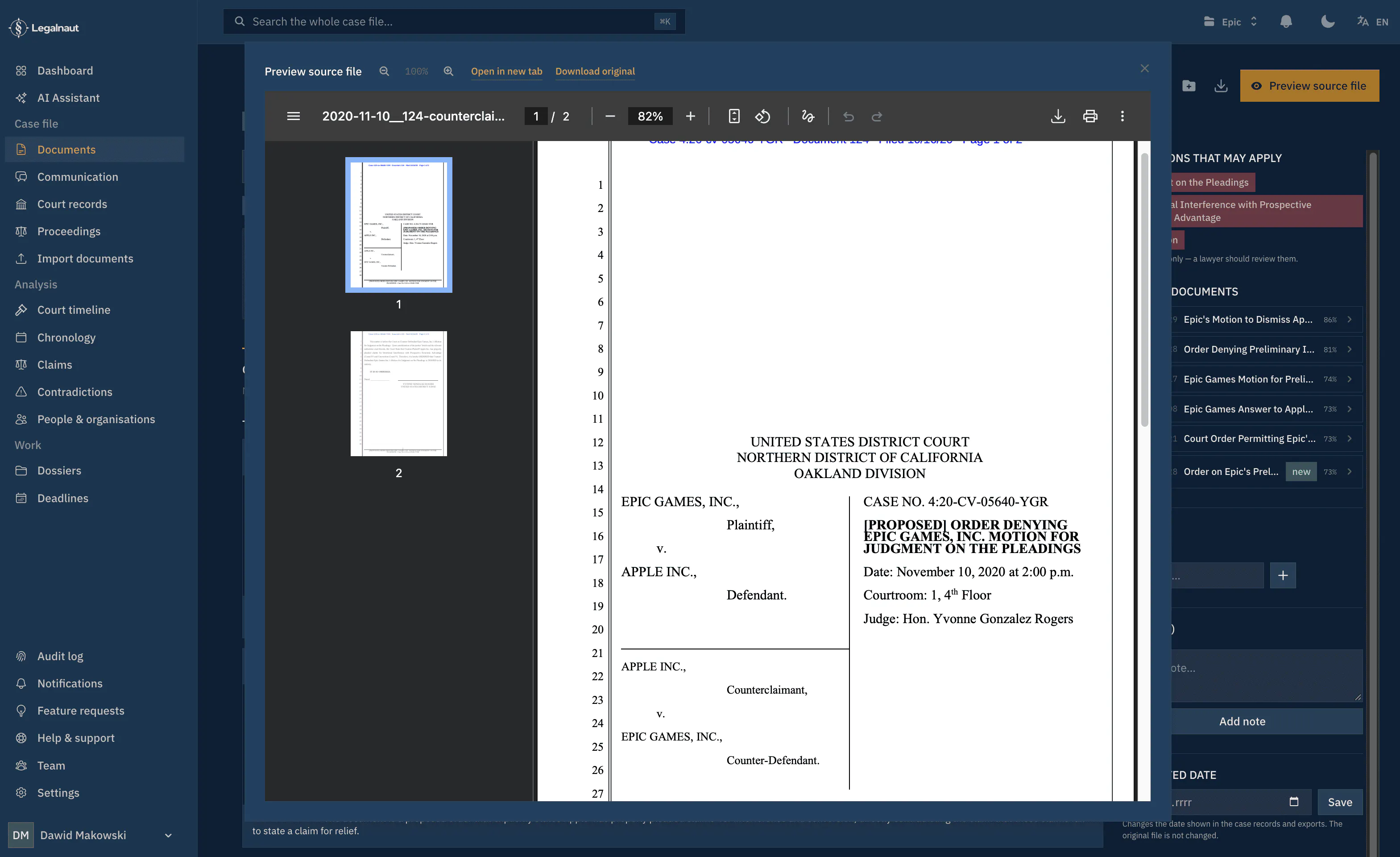 Legalnaut: AI Litigation & Case Analysis gallery image