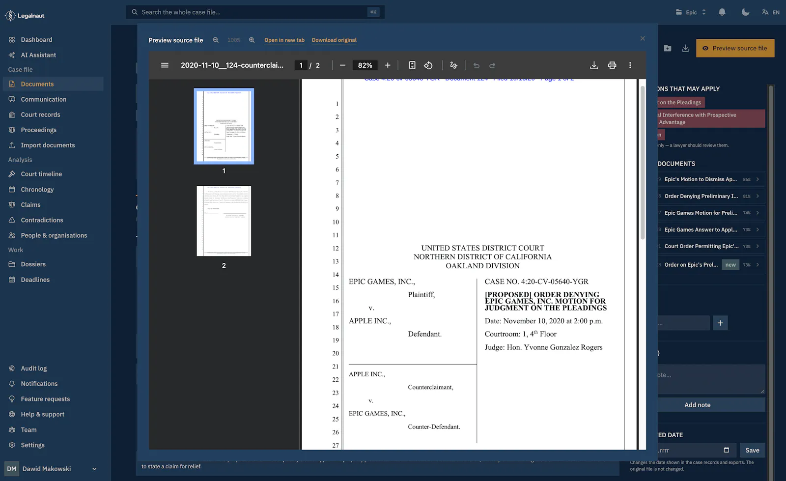 Legalnaut: AI Litigation & Case Analysis screenshot 3