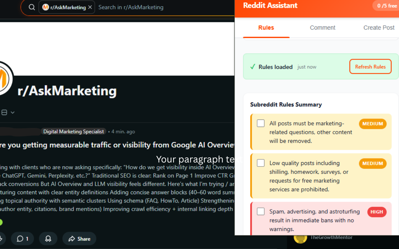 Reddit Engagement Assistant - Screenshot 3 showing product features and functionality