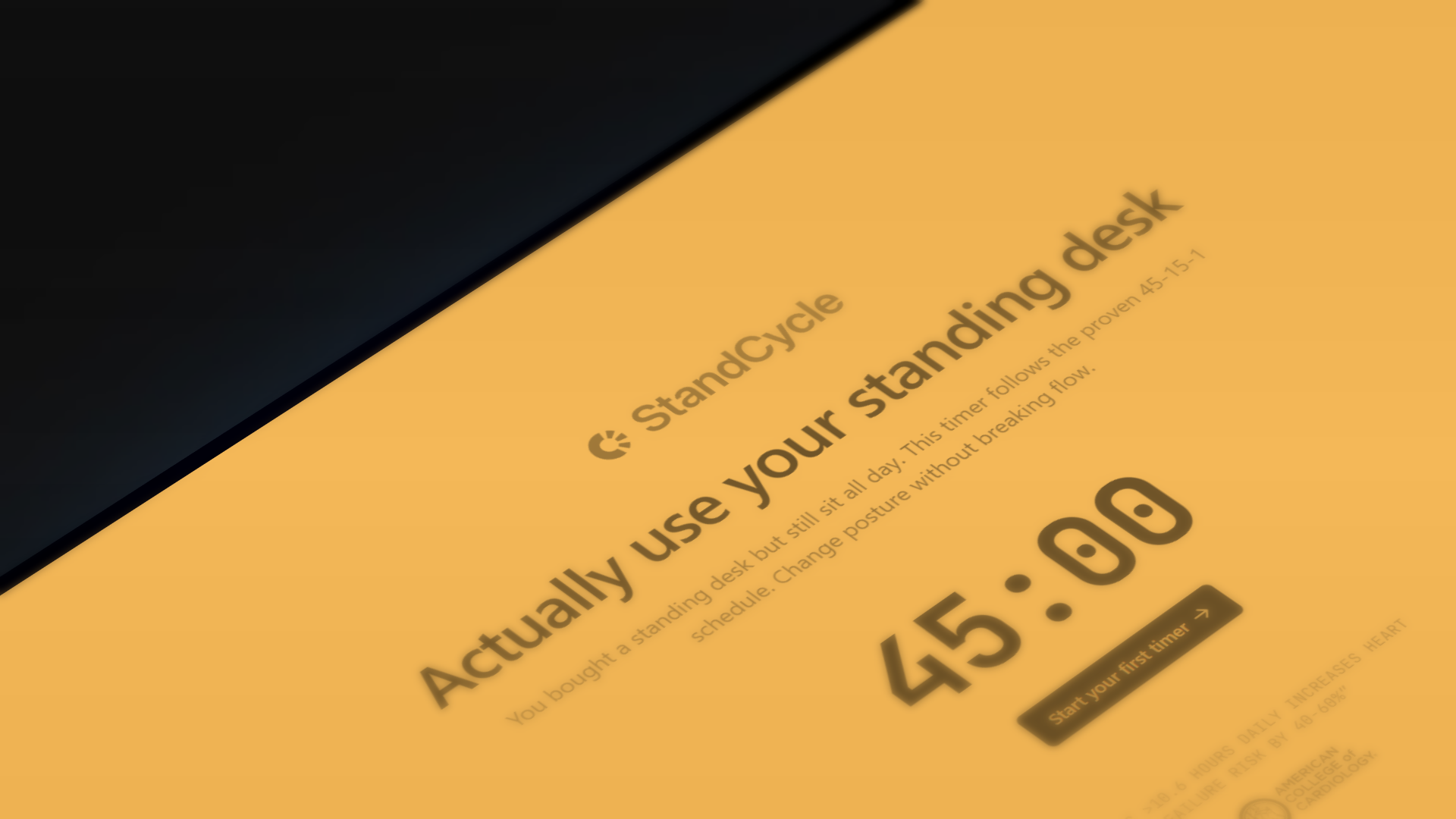 StandCycle - The Standing Desk Timer - Main product screenshot demonstrating key features and user interface