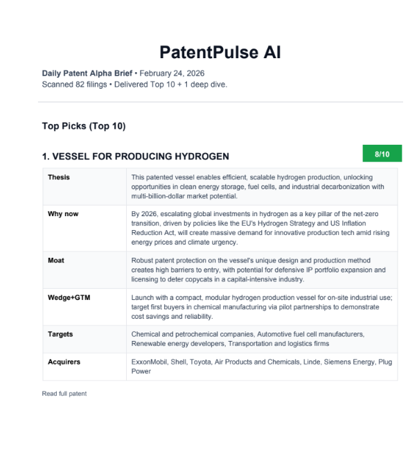 PatentPulse AI - Main product screenshot demonstrating key features and user interface