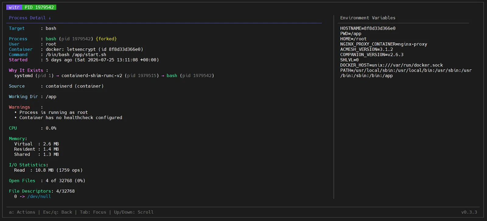 witr screenshot 5