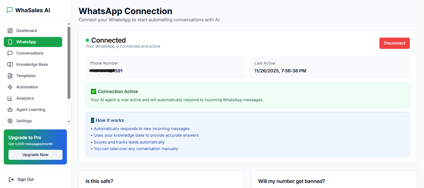 WhaSales AI - Screenshot 3 showing product features and functionality