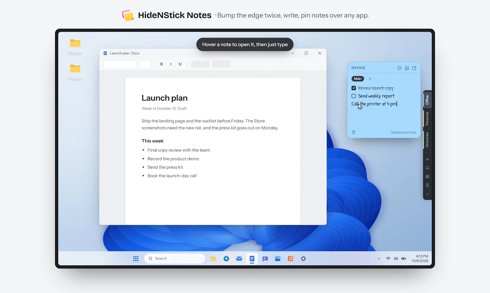 HideNStick Notes screenshot 2