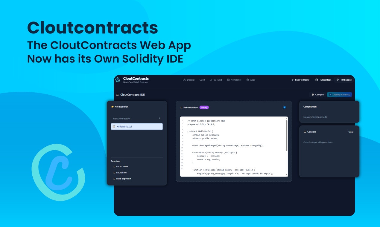 CloutContracts Solidity IDE gallery image