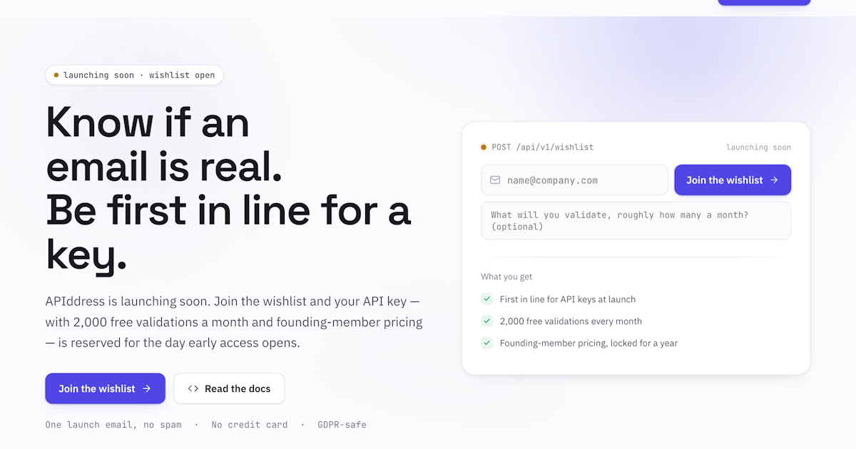 APIddress — email validation API