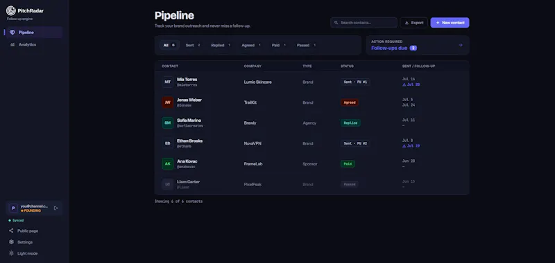 PitchRadar screenshot 2
