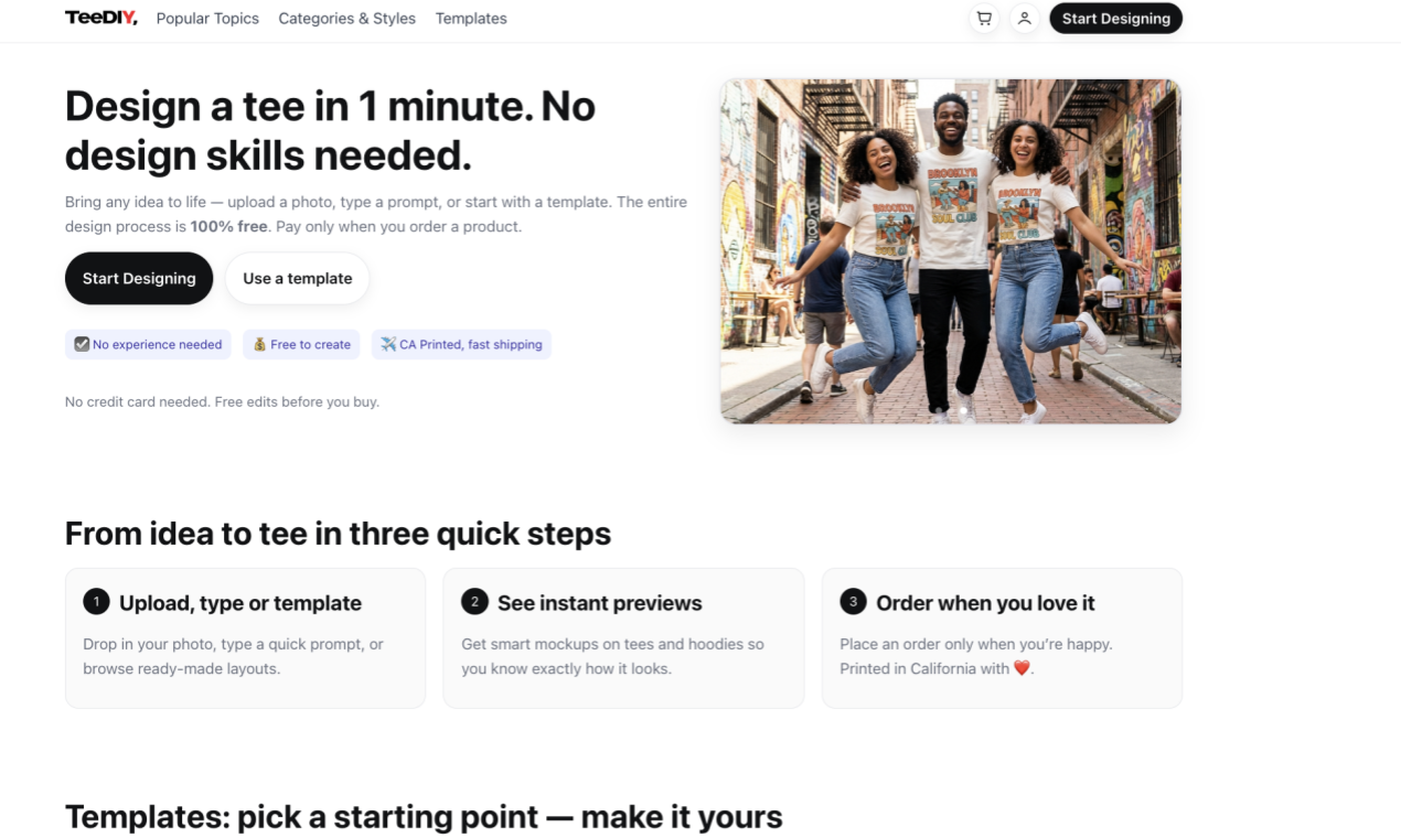 TeeDIY - Main product screenshot demonstrating key features and user interface