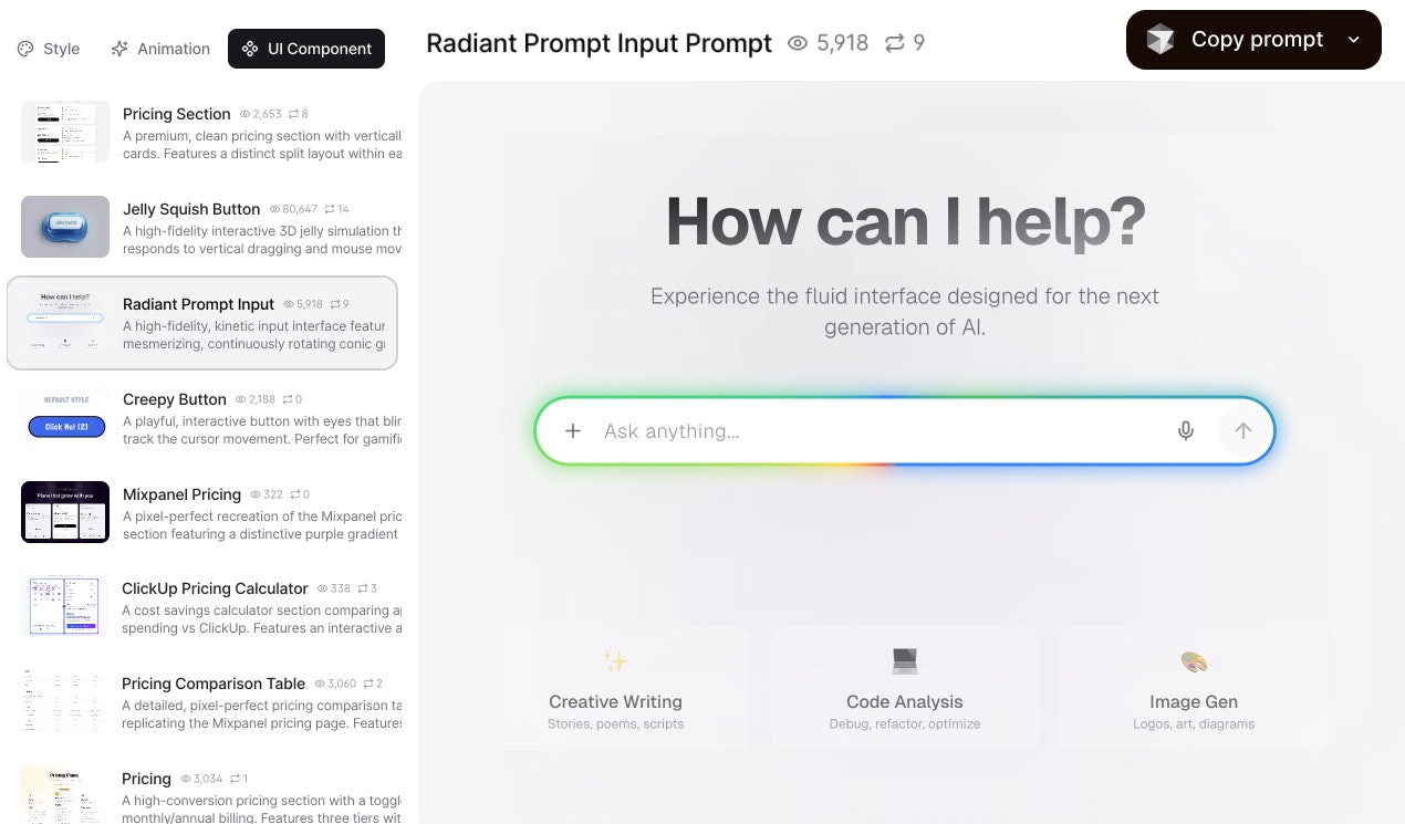 Superdesign Prompt Library gallery image