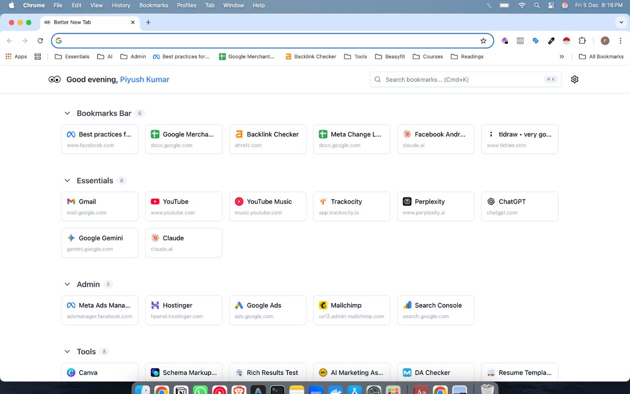 Better New Tab - Main product screenshot demonstrating key features and user interface