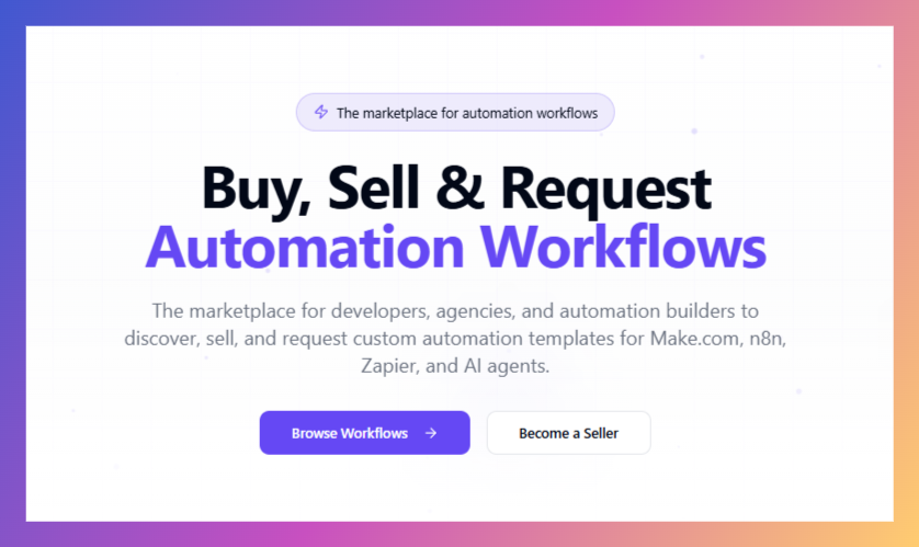AutomationWorkflows.io - Main product screenshot demonstrating key features and user interface