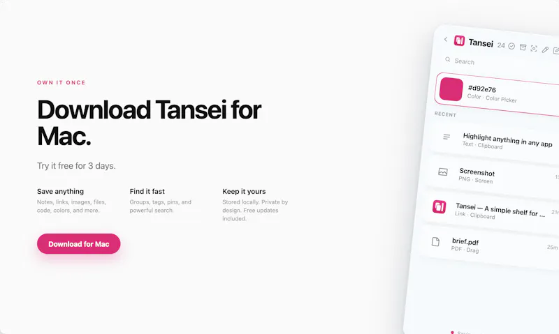 Tansei — A simple shelf for your Mac screenshot 7