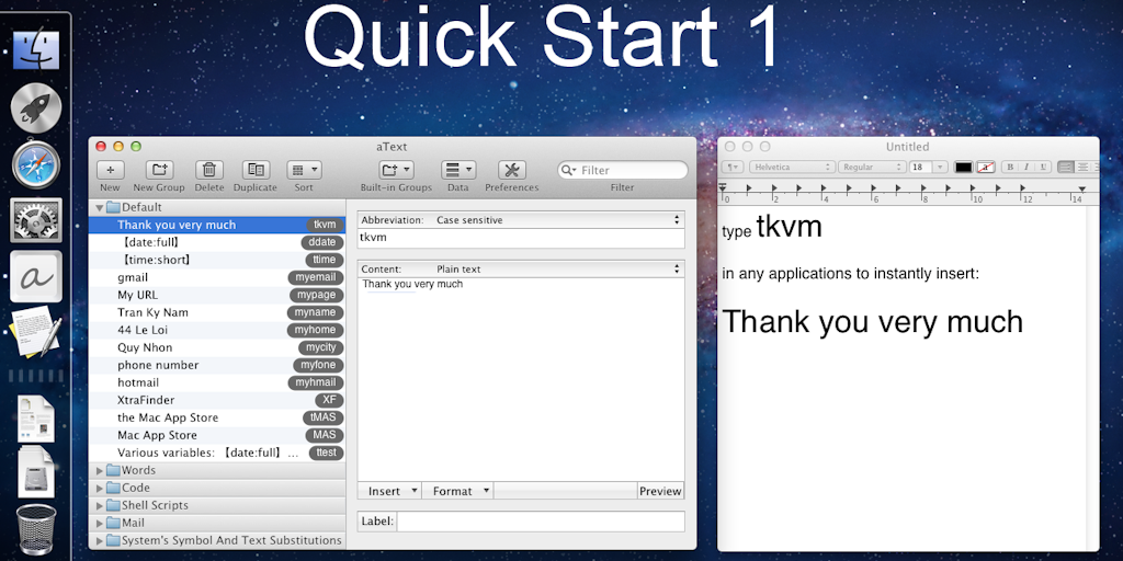 ATEXT. Quick start. Quick Startup. Quick for Mac. Inserting started