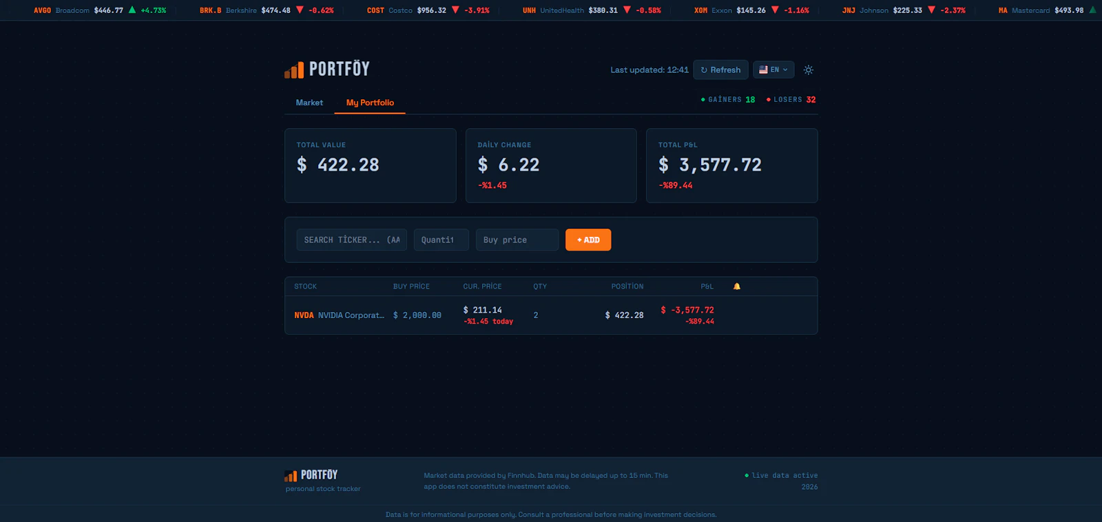 Portfolio Tracker screenshot 2
