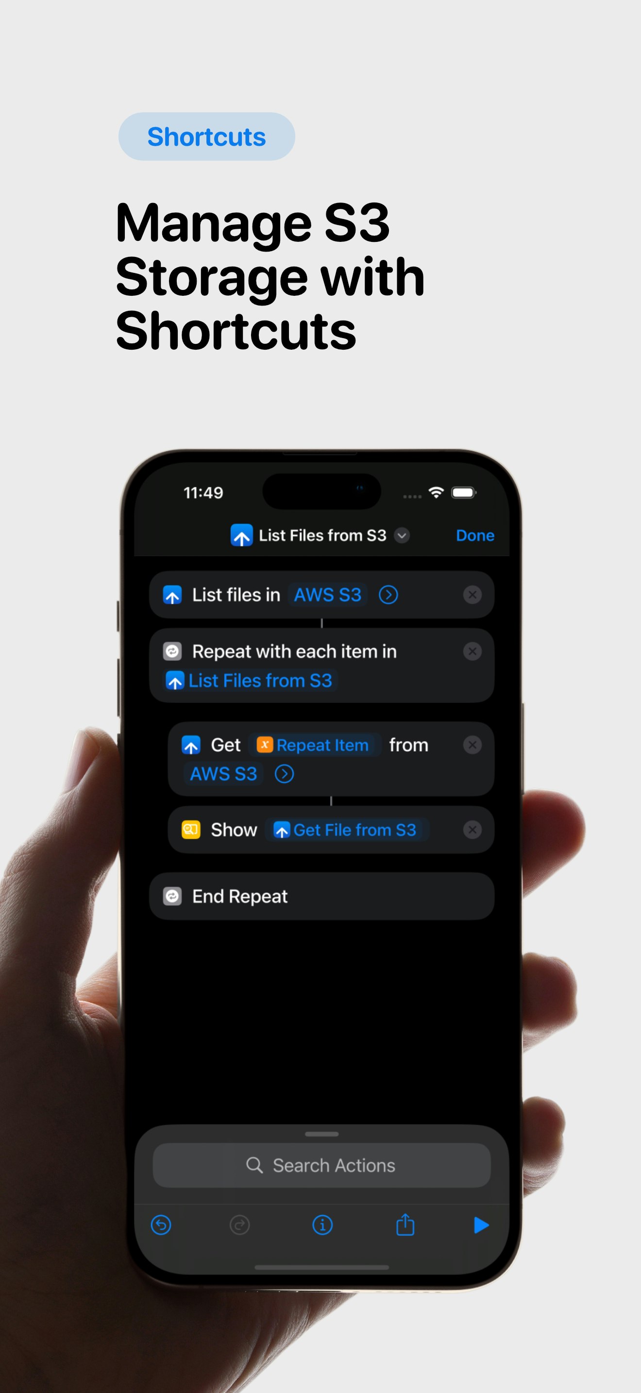 Upper - S3 Actions in Apple Shortcuts media 1