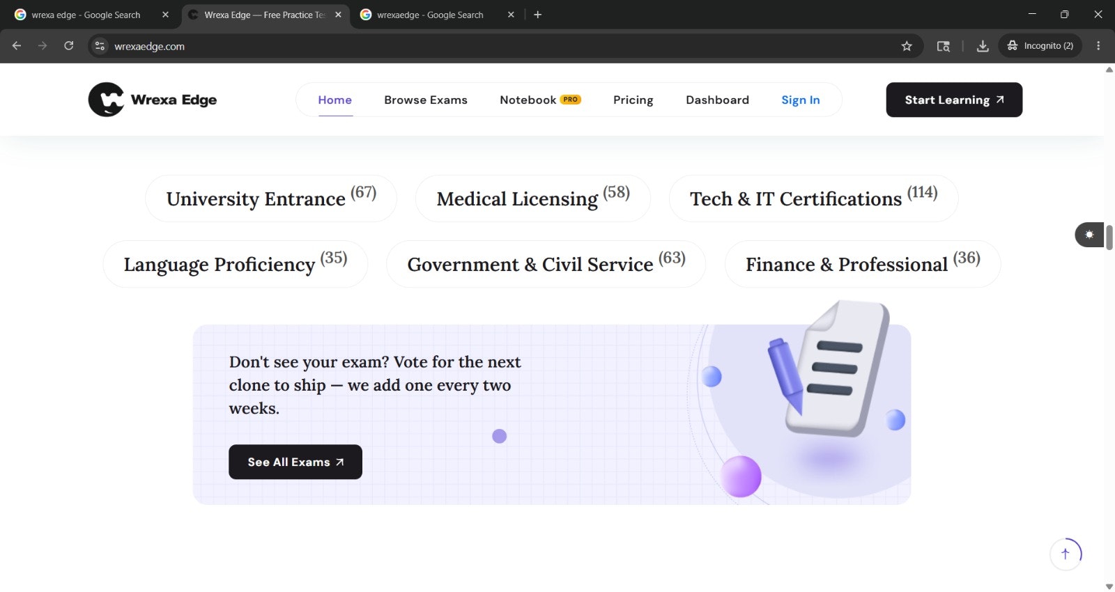 Wrexa Edge — 26500+ Mock Exams gallery image
