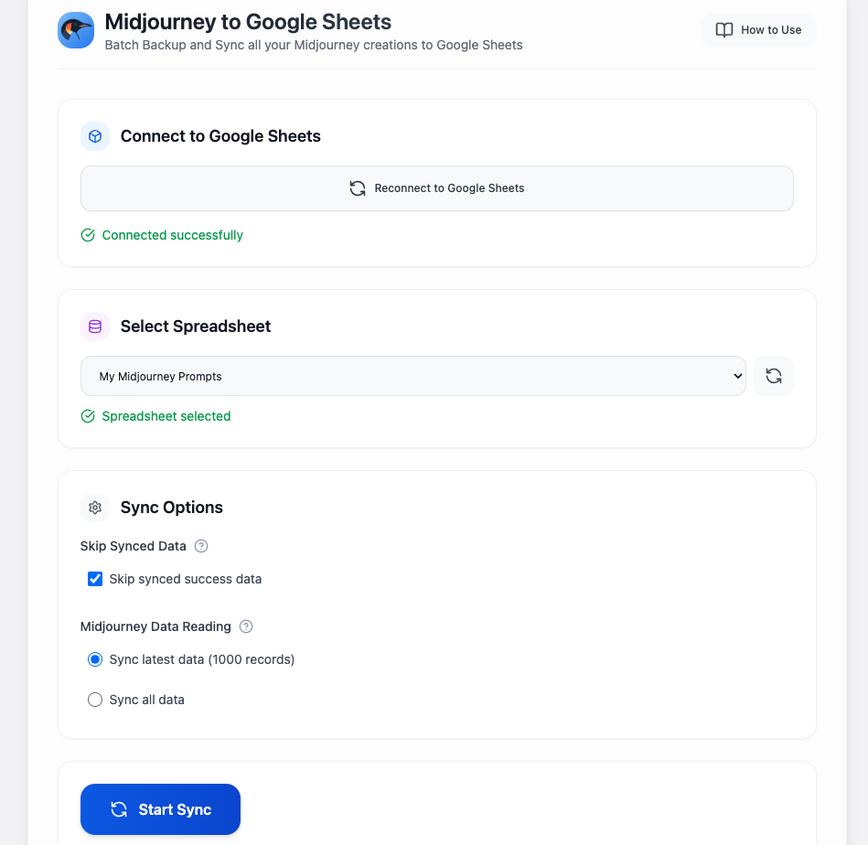 Midjourney to Google Sheets - Резервное копирование всех подсказок Midjourney для Google Sheets мгновенно медиа 4