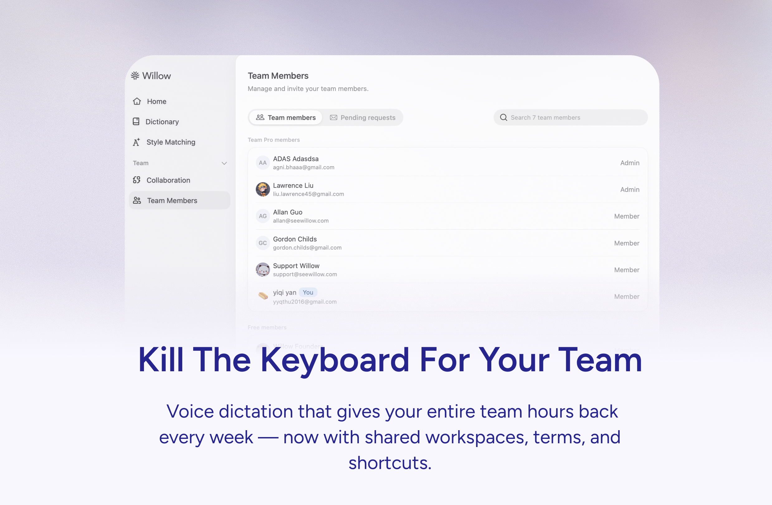 Willow Voice for Teams