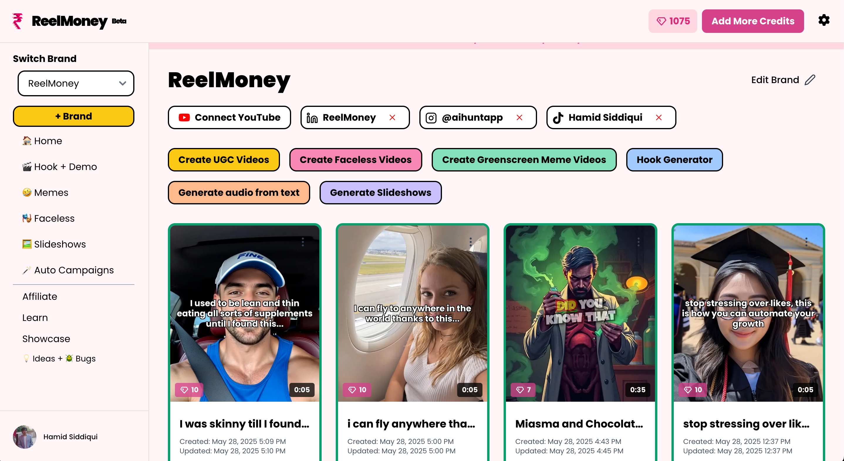 Reelmoney - AI Avatar & Faceless video's - Stimuleer verkeer naar uw website met automatisering van sociale media. media 3