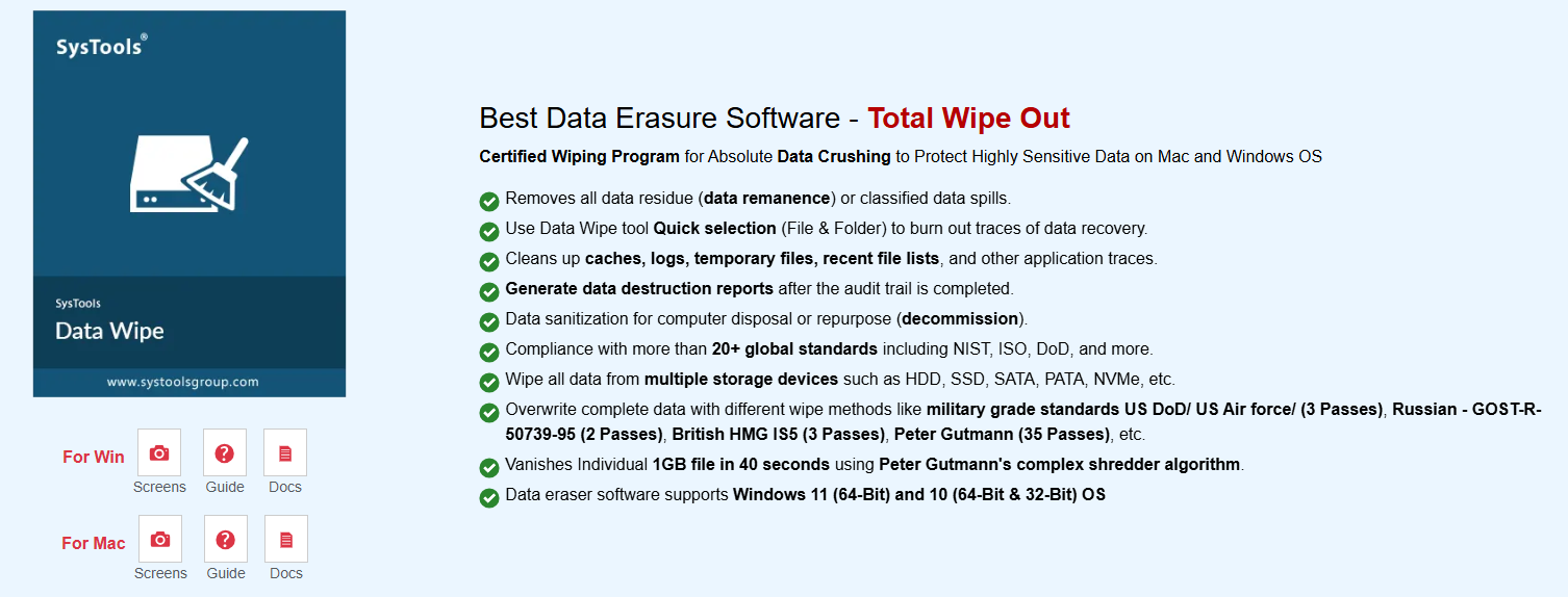 Systools Data Wipe -software - Wis op permanent gegevens over Mac & Win OS media 2