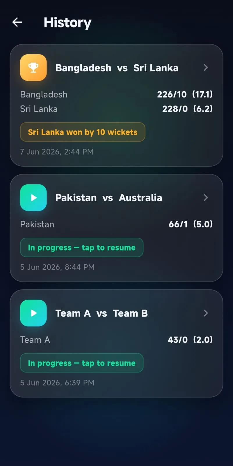 Cricket Scoring Flutter Application gallery image
