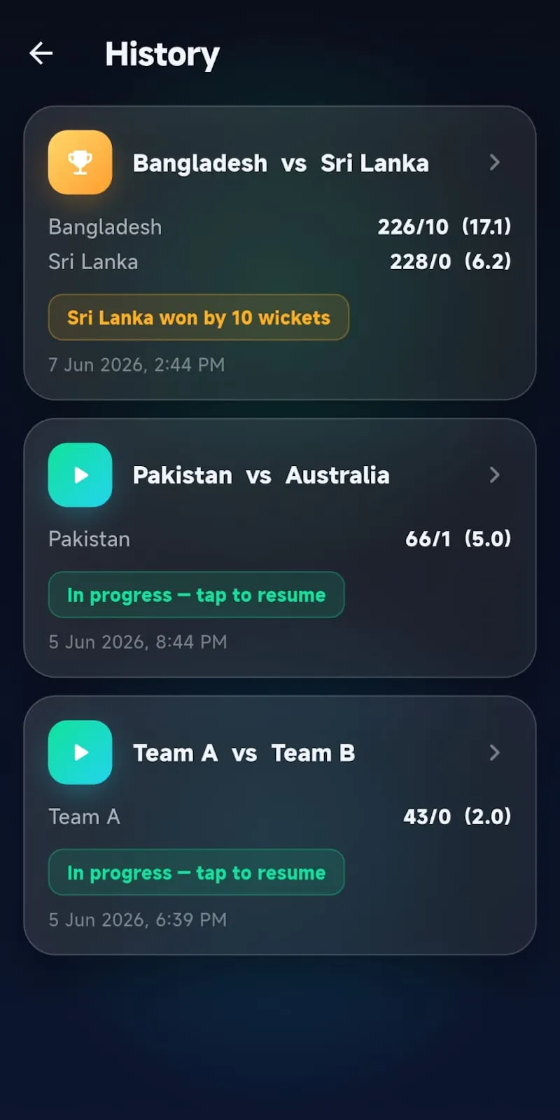 Cricket Scoring Flutter Application screenshot 8