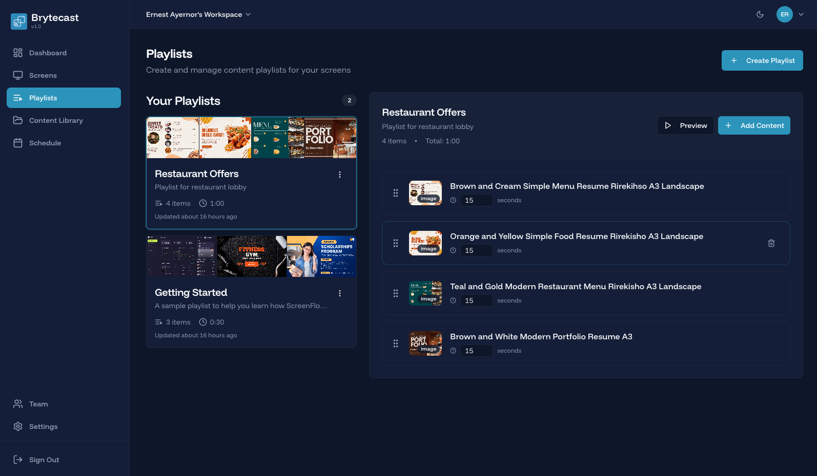 Brytecast - Digital Signage - Screenshot 4 showing product features and functionality