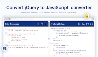 JQuery to JavaScript converter gallery image