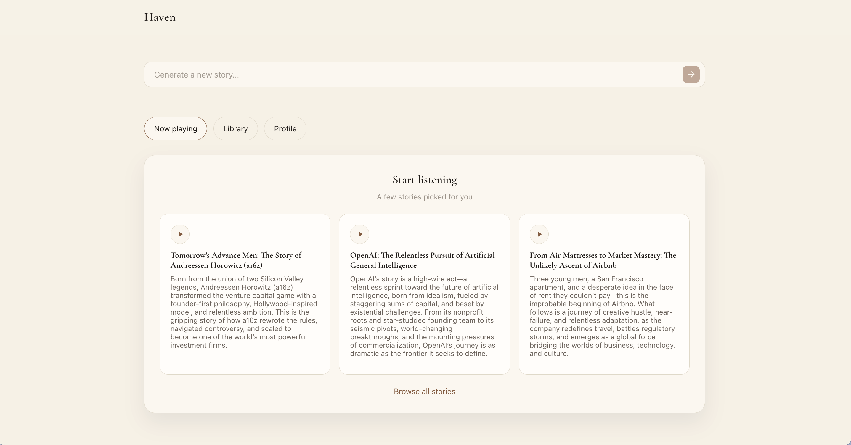 Haven: learn about any business - Screenshot 2 showing product features and functionality