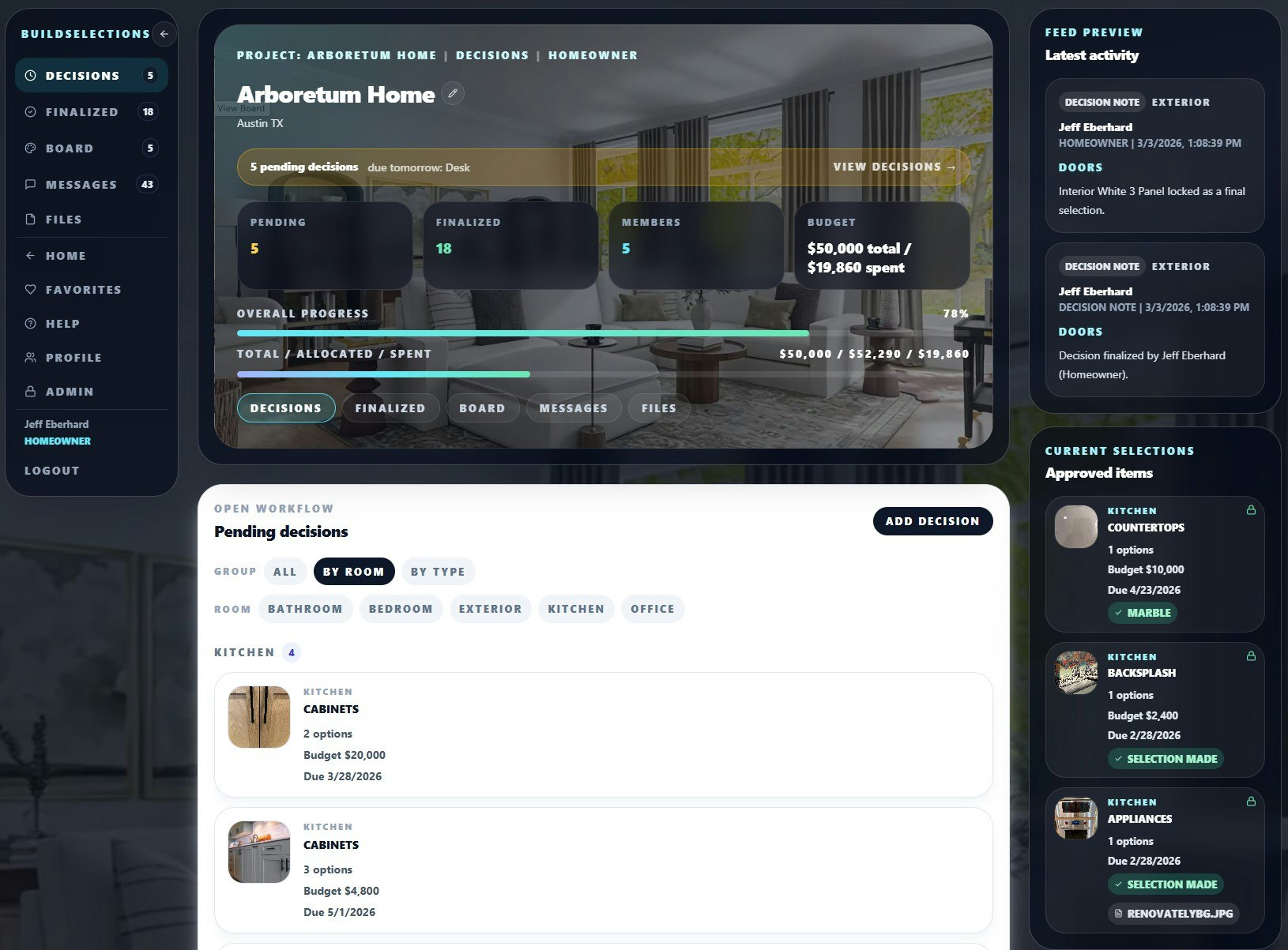 BuildSelections - Main product screenshot demonstrating key features and user interface