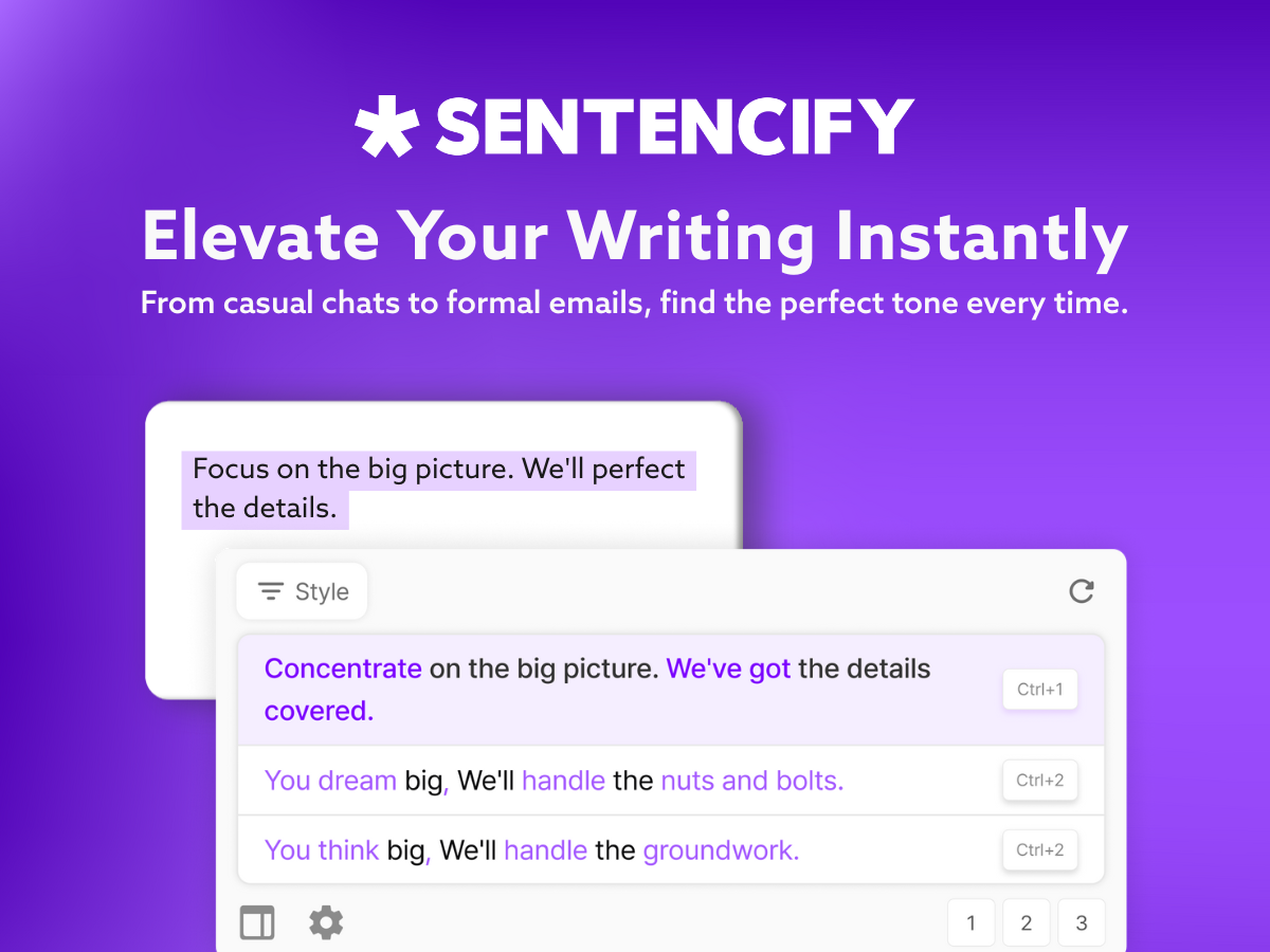 SENTENCIFY - Main product screenshot demonstrating key features and user interface