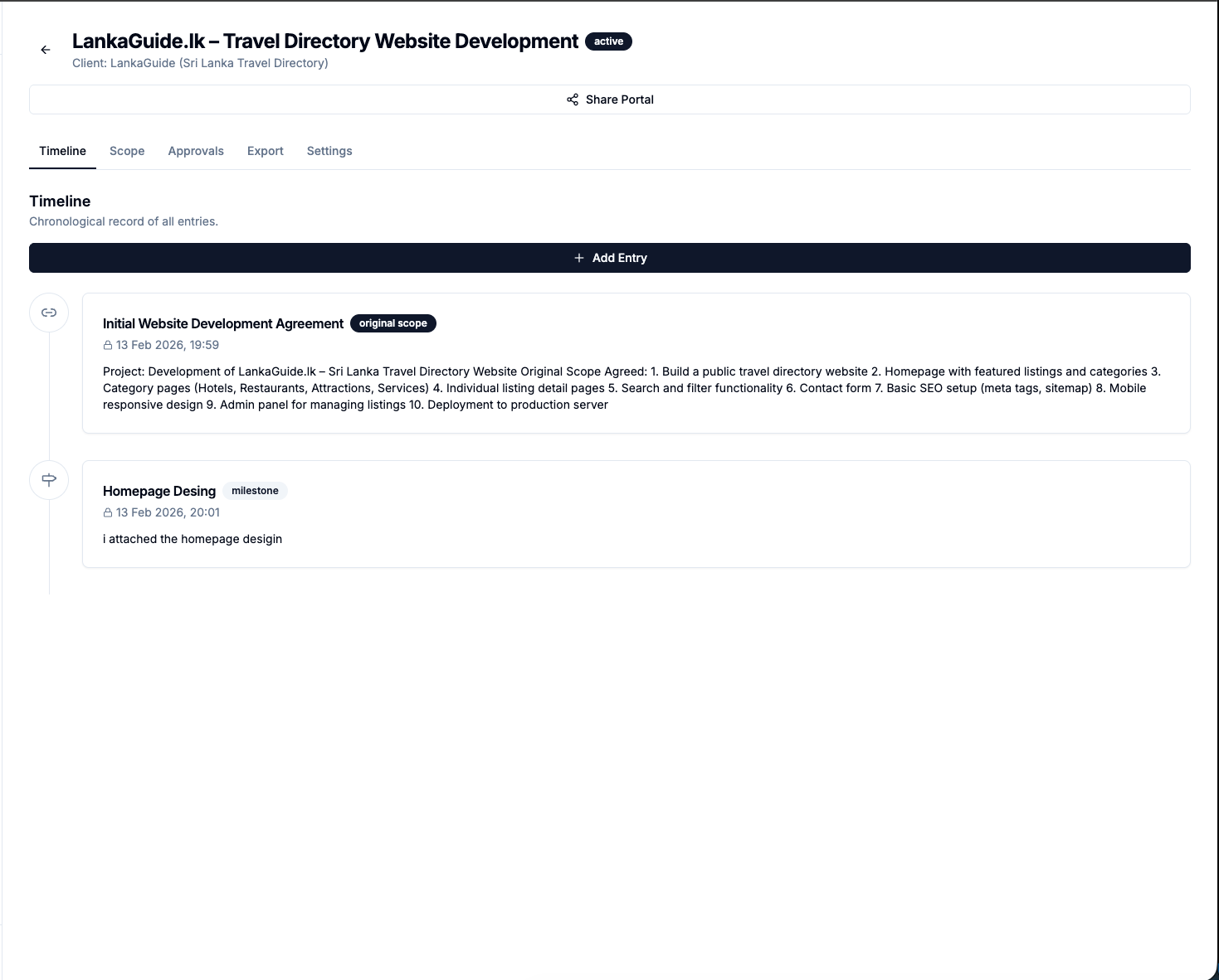 Clear Timeline - Screenshot 5 showing product features and functionality