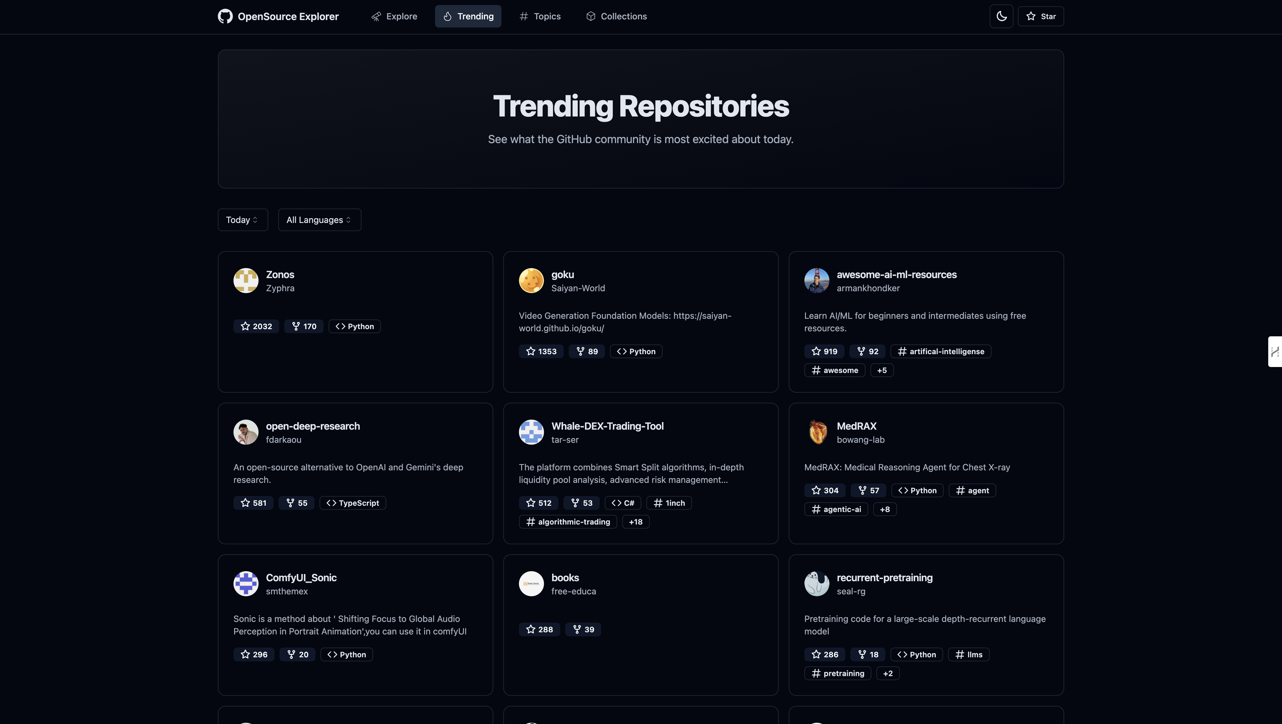 Github ओपन सोर्स एक्सप्लोरर - एक आधुनिक ओपन-सोर्स प्रोजेक्ट एक्सप्लोरर। मीडिया 5