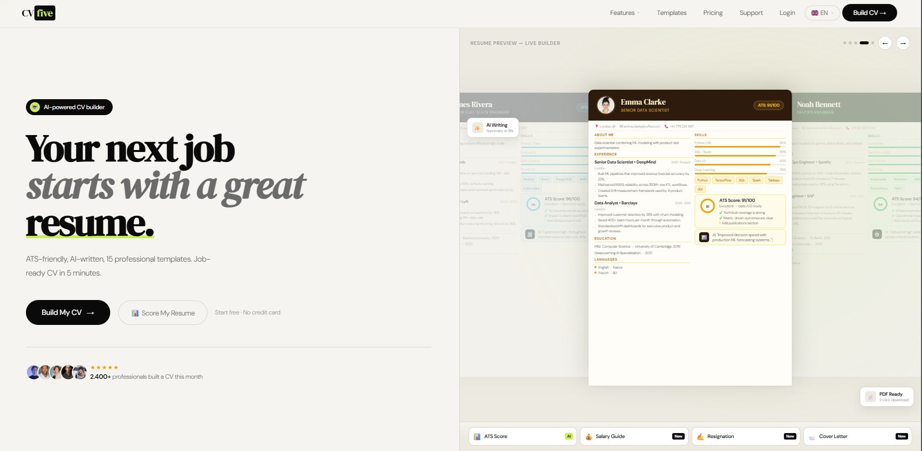 CVFive Build job-ready resumes with AI gallery image
