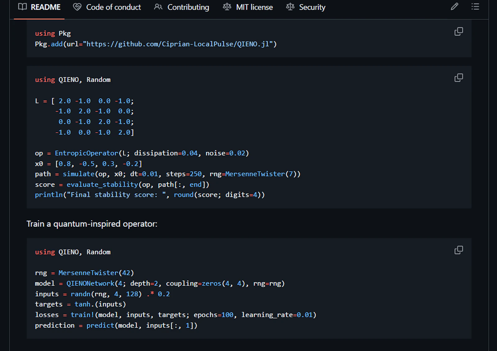 QIENO.jl screenshot 5