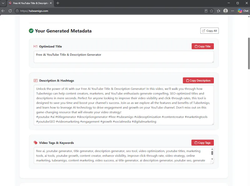 TubeAmigo: Free AI YouTube SEO Generator screenshot 2