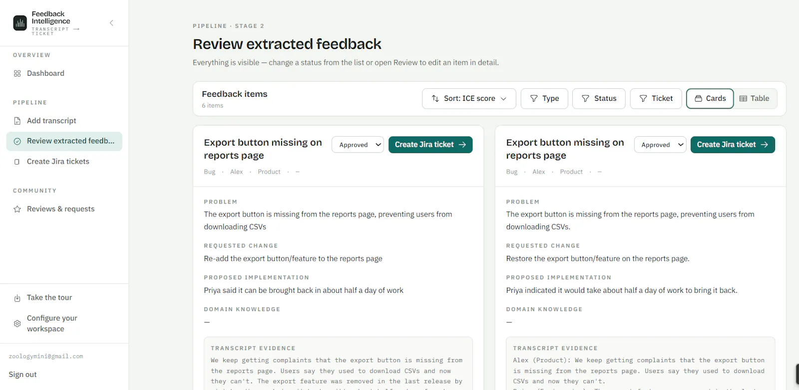 Feedback Intelligence Jira Automation screenshot 2