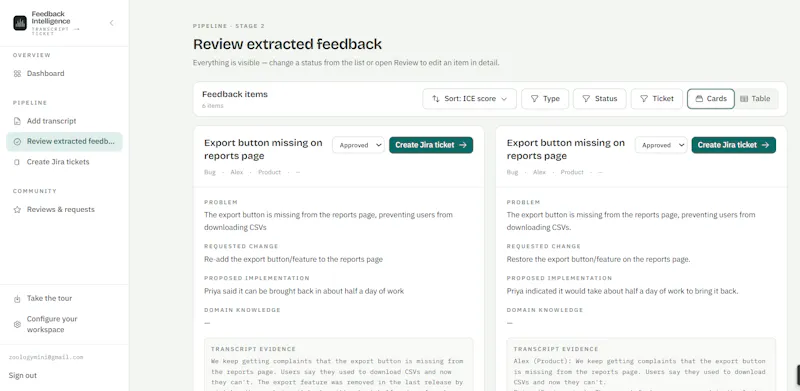 Feedback Intelligence Jira Automation screenshot 2