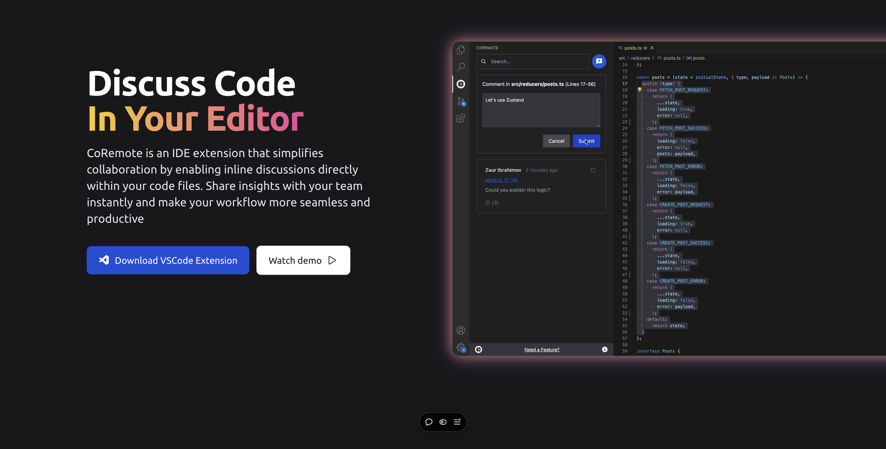 startuptile CoRemote-Discuss code in your editor