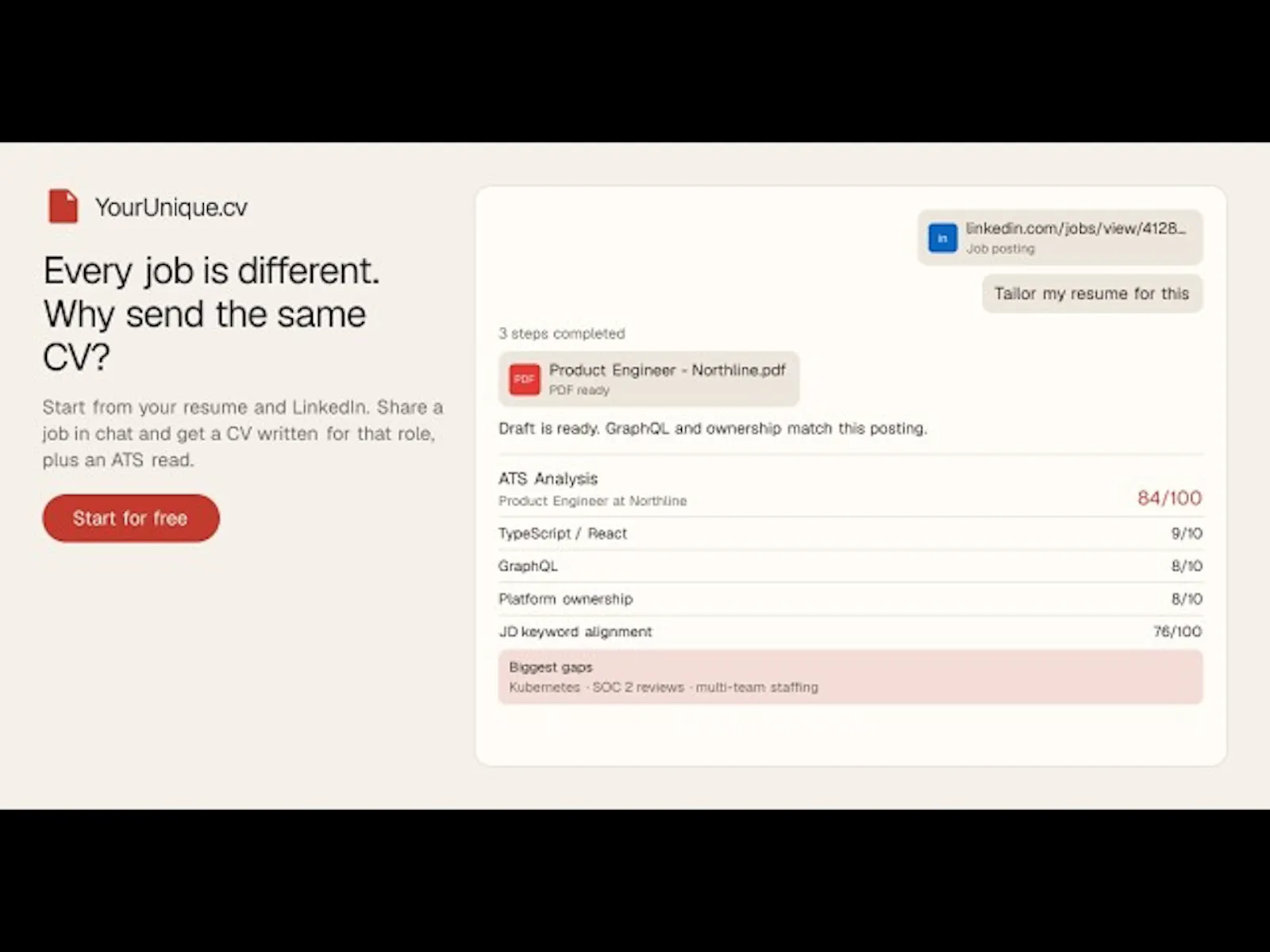 YourUnique.cv screenshot 1 (video preview)