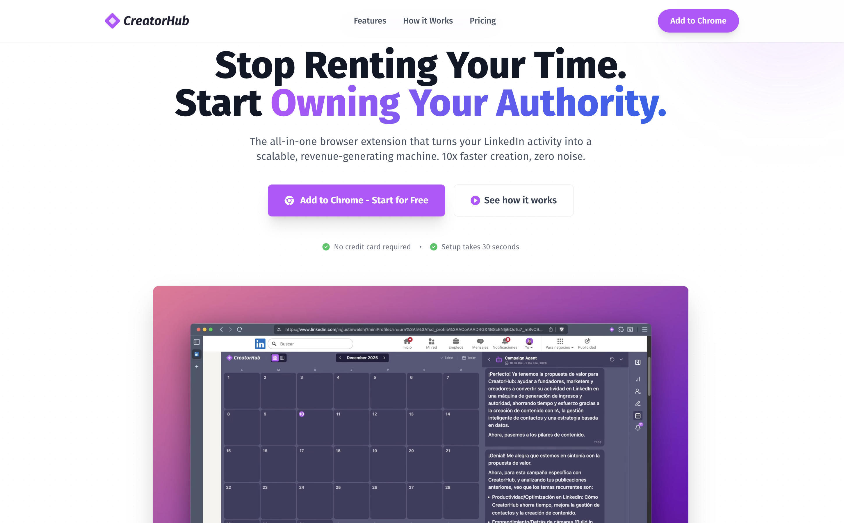 CreatorHub - Main product screenshot demonstrating key features and user interface
